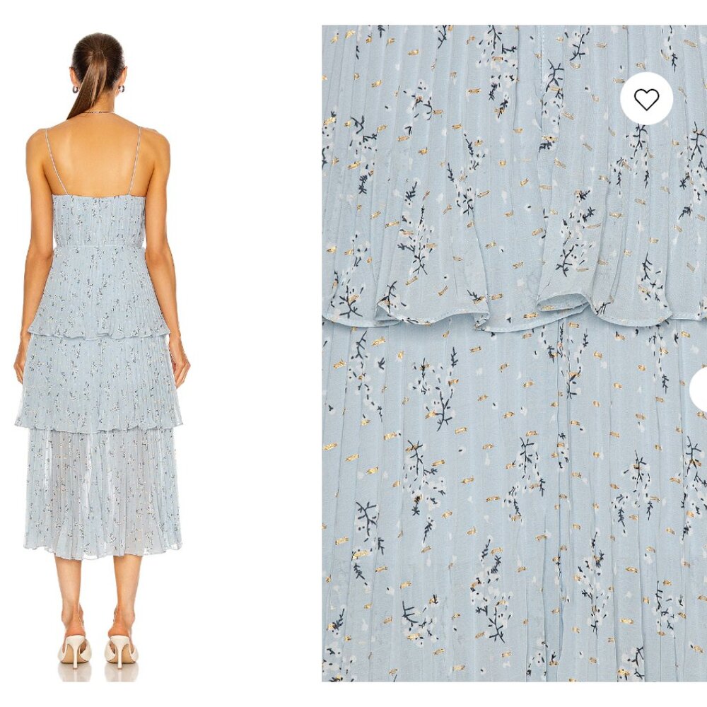 Self-Portrait Metallic Floral Tiered Midi Dress - Picture 9 of 10